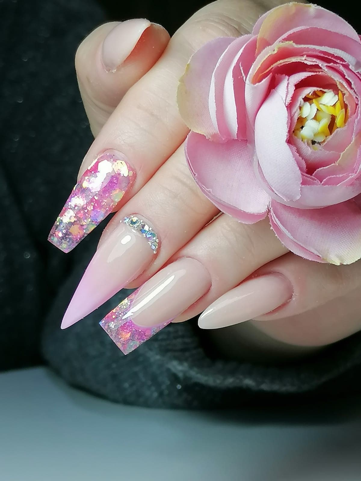 Uñas acrílicas con glitter